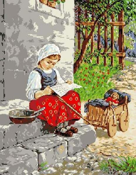 Канва с нанесённым рисунком А-022 Девочка 40 х 50 см