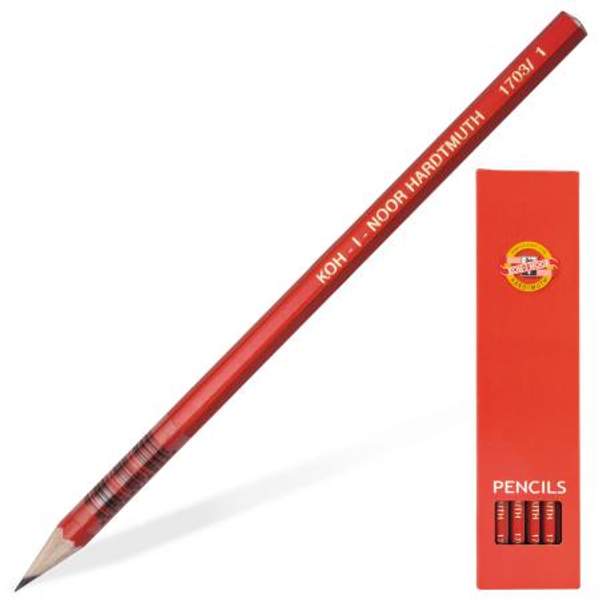 Карандаш чернографитный KOH-I-NOOR, 1 шт., "Alpha", В, без резинки, корпус красный, заточенный