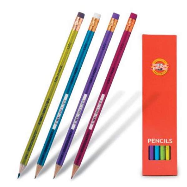 Карандаш чернографитный KOH-I-NOOR, 1 шт., "Oriental", НВ, с резинкой, корпус ассорти, заточенный