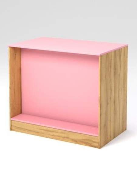Каркас кассового стола "РИВЬЕРА" на 2 модуля, Дуб Золотистый и Фламинго розовый