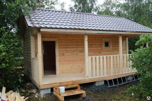 Каркасная баня 6*4 метра с крыльцом