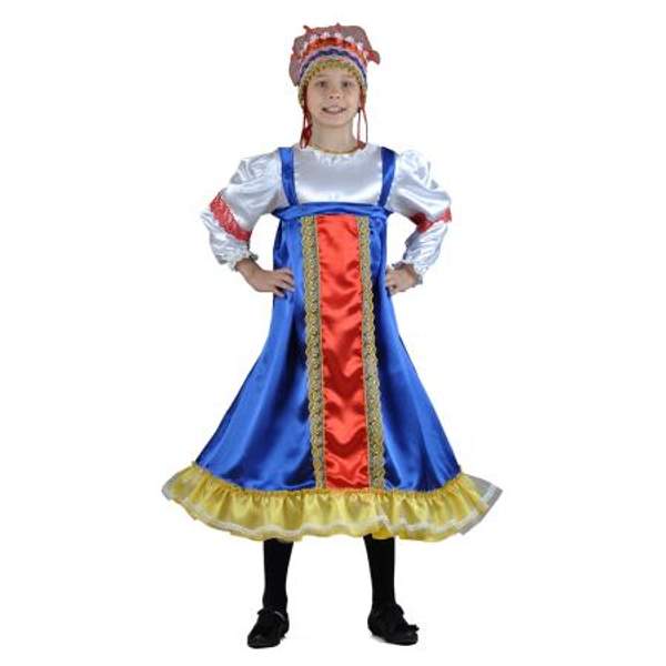 Карнавальный костюм «Аленушка (синий сарафан)». Размеры 116-134
