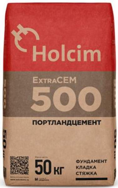 ХОЛСИМ цемент М-500 Д20 быстротвердеющий (50кг) / HOLCIM ExtraCEM 500 портландцемент ЦЕМ II/А-И 42,5Б быстротвердеющий (50кг)