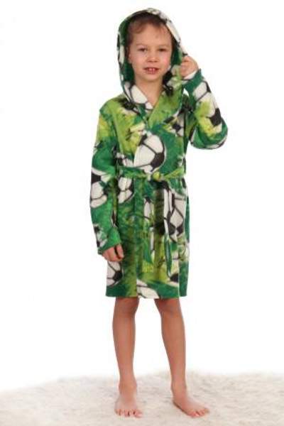 Халат детский Мячики флис зеленый