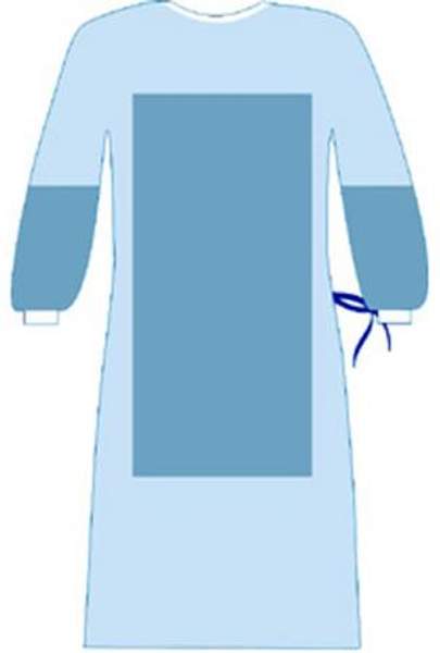 Халат-хирургический на завязках, рукава на резинках (пл 40/42), ламинирование перед и рукава