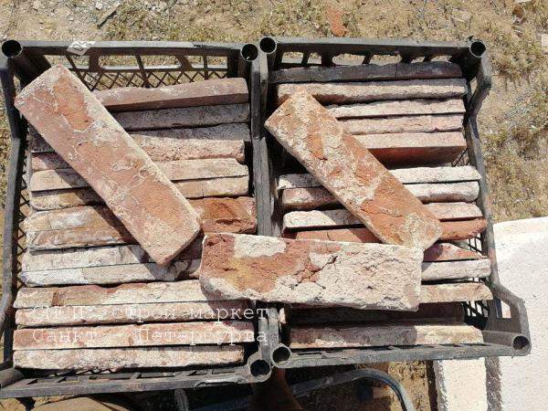 Клинкерная плитка из старинного кирпича в извести под старый