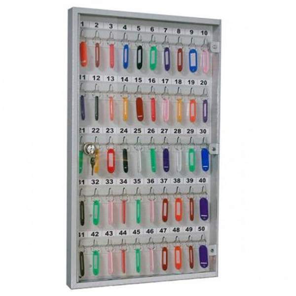 Ключница настенная металлическая с прозрачной дверцей 50 ключей