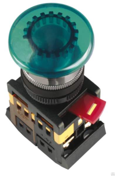 Кнопка AEAL-22 Грибок с фиксацией зеленая d22мм 1НО+1НЗ ИЭК