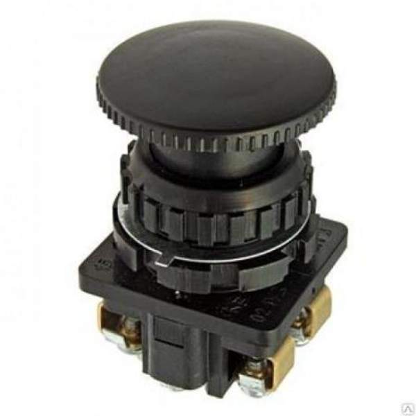 Кнопка КЕ-021 исполнение 2 черная гриб 1НО+1НЗ 660/440В IP40