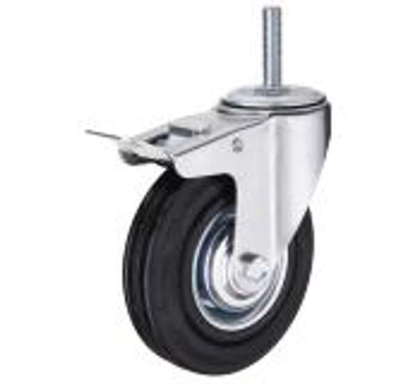 Колесо промышленное поворотное болтовое крепление с тормозом (М12) 100мм (SCTB42)