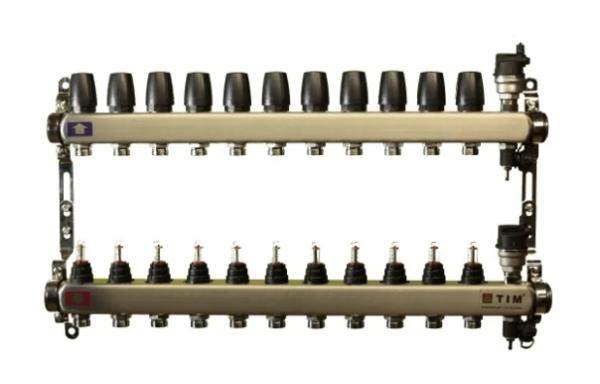 Коллектор из нержавеющей стали для теплого пола, 11 контура TIM,KCS5011