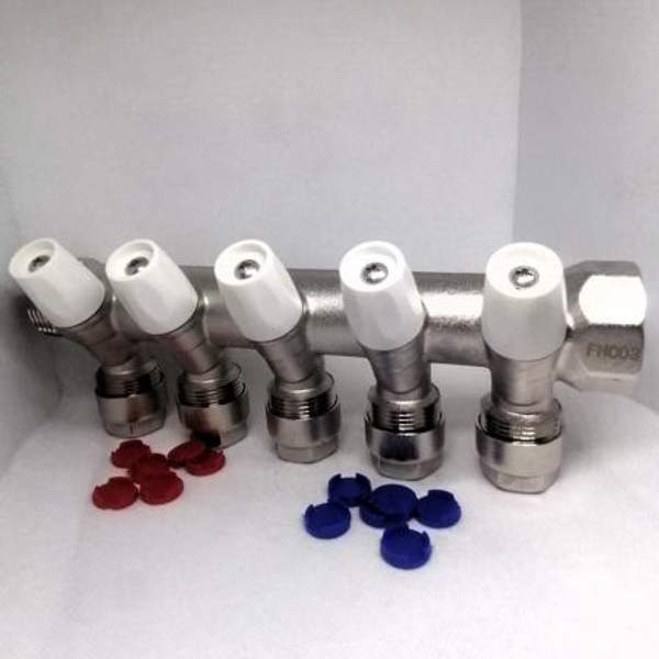 Коллектор TIM вентильного типа, 1" г/ш - 16 цанга, 45 градусов/ 5 вых., MR135N-1-C-5