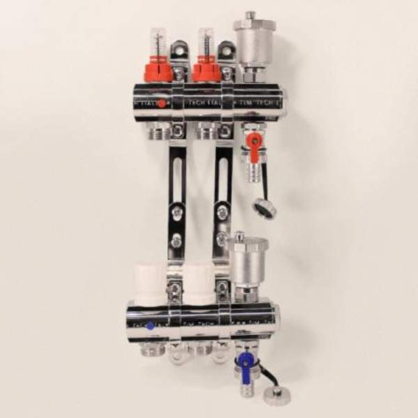 Коллекторная группа 1", 2 хода латунный корпус без кранов TIM KC002