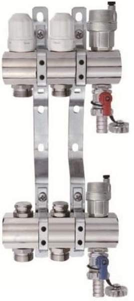 Коллекторная группа 1", 2 хода латунный корпус без расходомера и кранов TIM KB002