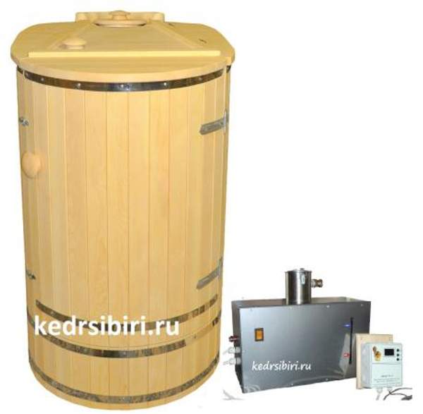 Комплект кедровая бочка "Овальная со скосом" с парогенератором (2,5 кВт)