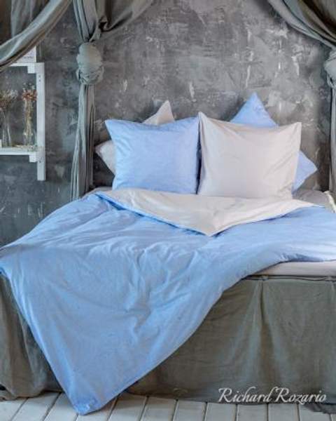 Комплект постельного белья, Италия, Ornamento небесный + льняной/ евро, сатин