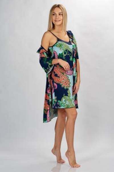 Комплект Византия пеньюар+сорочка синий