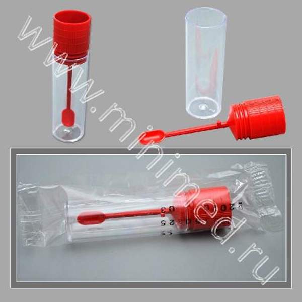 Контейнер д/отбора, транспортировки и хранения биологич.материалов, 18 мл с гермет. крышкой и ложкой.,стер., п/с, инд.уп