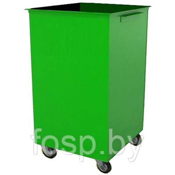 Контейнер для сбора отходов (ТБО) 0,75 куб.м. без крышки, на колесах, СТАЛЬ 2 мм