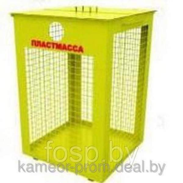 Контейнер для сбора Пластмассы 0,75 куб.м. с крышкой, СТАЛЬ 2 мм