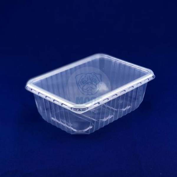 Контейнер одноразовый прямоугольный низкий с крышкой 1л 100/500