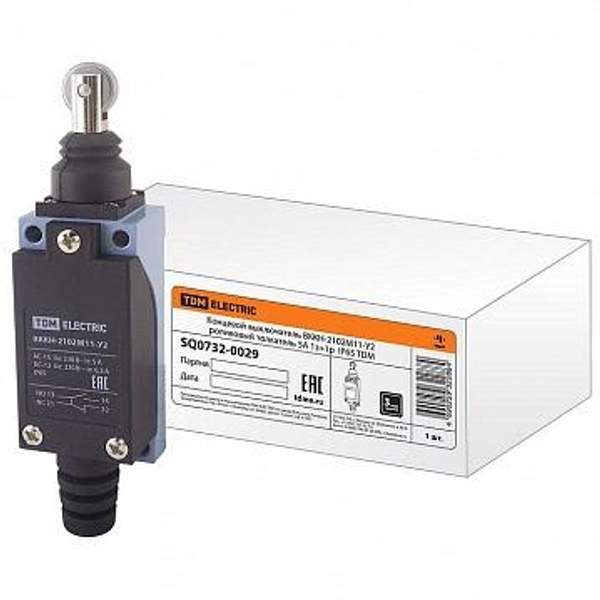 Концевой выключатель компактный ВККН 2102М11 роликовый толкатель 5А 1з+1р IP65 | код. SQ0732-0029 | TDM