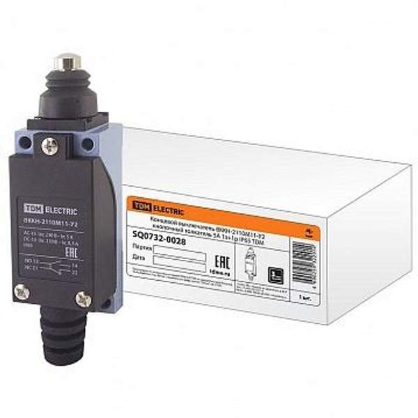 Концевой выключатель компактный ВККН-2110М11-У2 кнопочный толкатель 5А 1з+1р IP65 | код. SQ0732-0028 | TDM