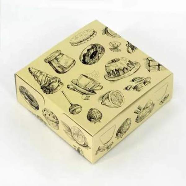 Коробка для пирожных "Чайная", полноцветная, 180х180х70 мм