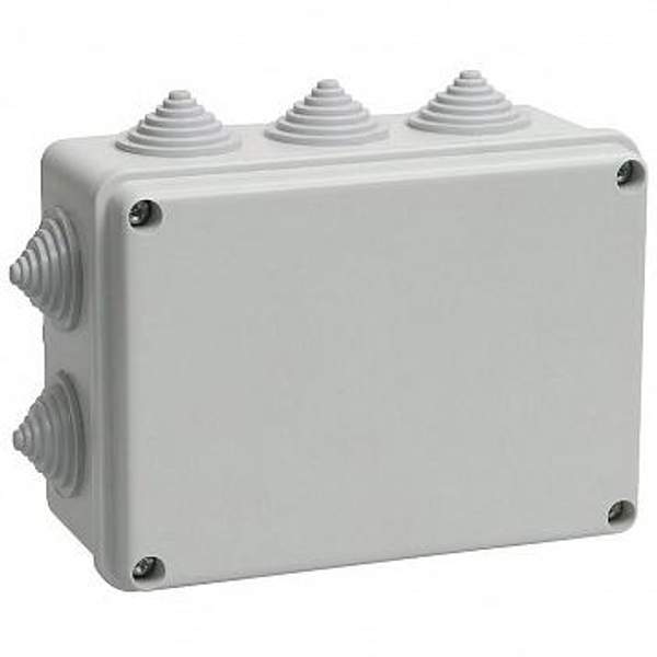 Коробка КМ41241 распаячная для о/п 150х110х70 мм? IP44 (RAL7035, 10 гермовводов) | код. UKO10-150-110-070-K41-44 | IEK