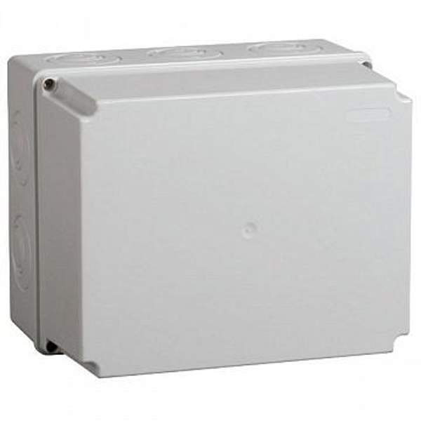 Коробка КМ41344 распаячная для о/п 240х195х165 мм? IP55 (RAL7035, монт. плата, кабельные вводы 5 шт) | код. UKO10-240-195-165-K52-55 | IEK