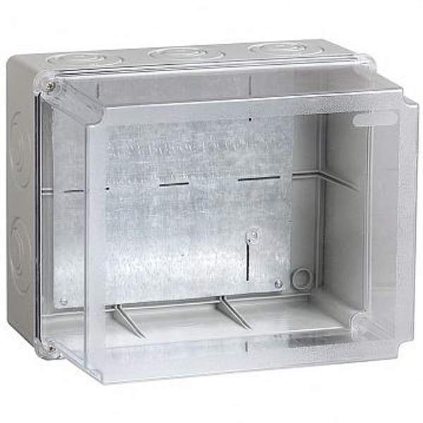 Коробка КМ41348 распаячная для о/п 240х195х165 мм? IP55 (RAL7035, монт. плата, кабельные вводы 5 шт) | код. UKO10-240-195-165-K53-55 | IEK