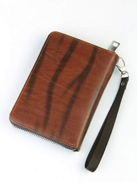 Кошелек-футляр для документов мужской, Bomshi leather, с рисунком "Орел", на застежке молнии, с держателем на