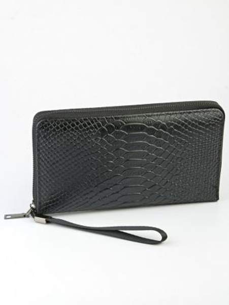 Кошелек-клатч мужской, на застежке молнии, с держателем на запястье, с боковой ручкой, из эко-кожи, с