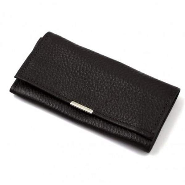 Кошелек-ключница мужской, на застежке кнопке, из натуральной кожи, матовый, коричневого цвета