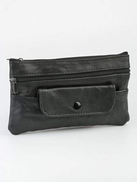 Кошелек-ключница мужской, на застежке молнии, с дополнительными внешними отделениями на застежке молнии и
