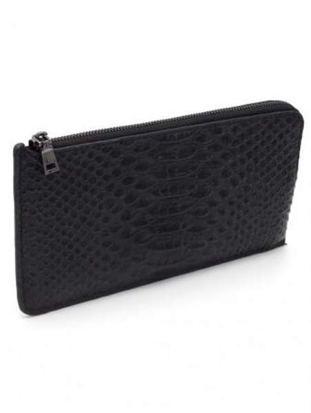 Кошелек мужской, на застежке молнии, с дополнительным внешним отделением на молнии, из натуральной кожи, с
