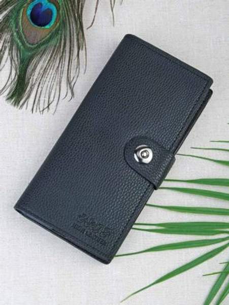 Кошелек мужской, Orif, на застежке кнопке, с логотипом на внешней стороне, из эко-кожи, черного цвета