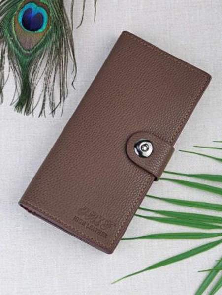 Кошелек мужской, Orif, на застежке кнопке, с логотипом на внешней стороне, из эко-кожи, коричневого цвета