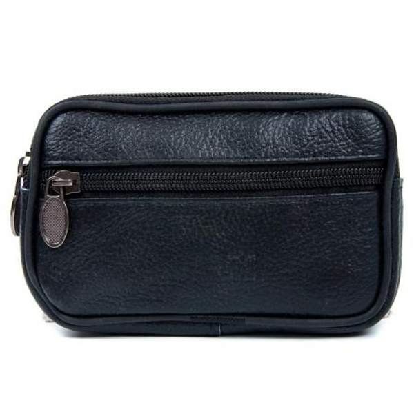 Кошелек на ремень мужской, на застежке молнии, с дополнительным внешним отделением на молнии, с креплением на