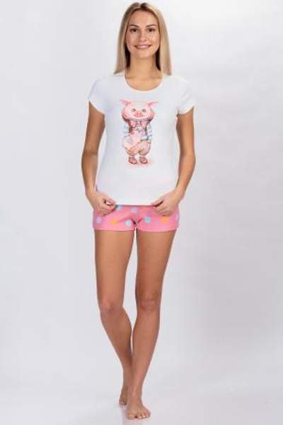 Костюм женский Нюша белый с розовым