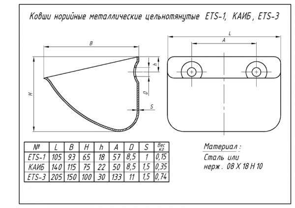 Ковш норийный ETS-3