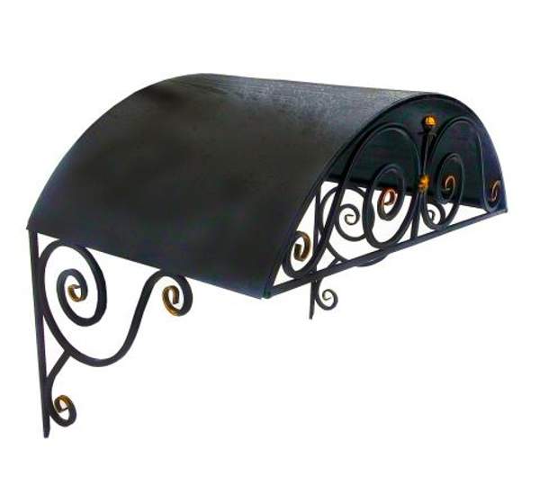 Козырёк над крыльцом кованый арочный под поликарбонатом