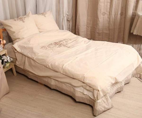 КПБ ЛЁН - Тюльпан с вышивкой | 1,5 спальный