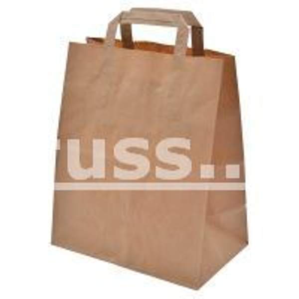 Крафт пакет с плоскими ручками, 28х24х14 см