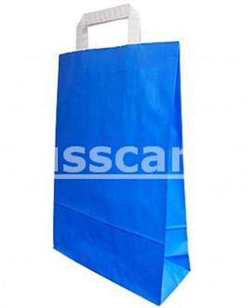 Крафт пакет с плоскими ручками «Синий», 37х24х10 см