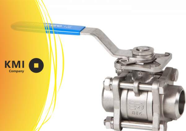 Кран шаровый из трех частей DN 15 AISI 316 с/с 4065 с пневмоприводом в сборе