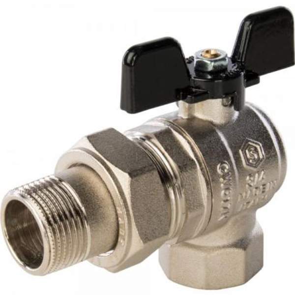 Кран шаровой угловой 3/4" ВН ручка бабочка американка Stout, SVB-0008-000020