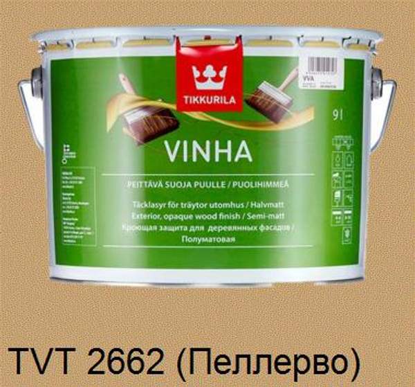 Краска-антисептик "Винха" (Vinha) TVT 2662 кроющая для дерева база VVA "Tikkurila" (10 л)