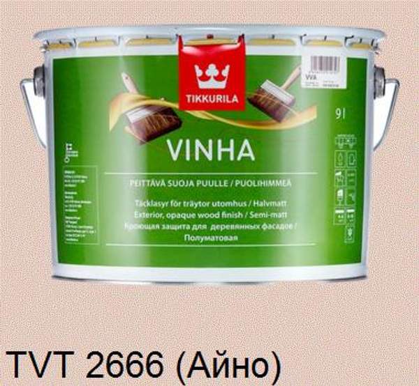 Краска-антисептик "Винха" (Vinha) TVT 2666 кроющая для дерева база VVA "Tikkurila" (3 л)
