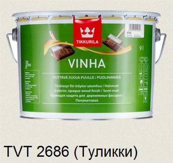 Краска-антисептик "Винха" (Vinha) TVT 2686 кроющая для дерева база VVA "Tikkurila" (3 л)